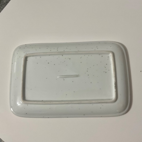 VTG Speckled Ceramic Plate with Yellow Green Beige Flowers MCM - Picture 3 of 5